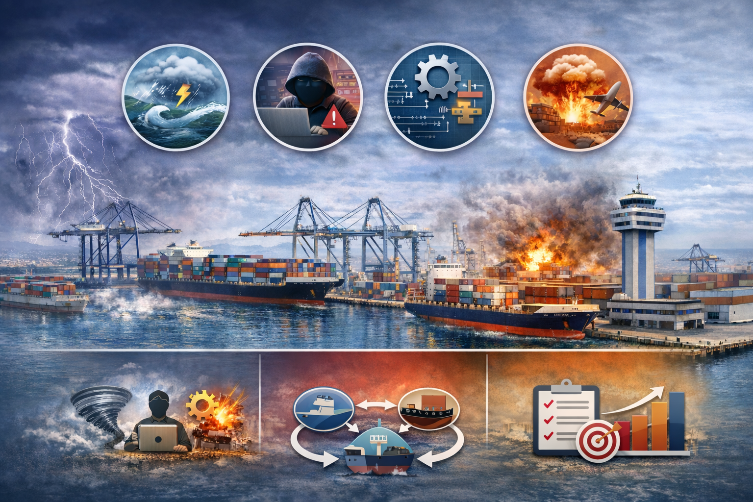 Network view illustrating cascading disruption